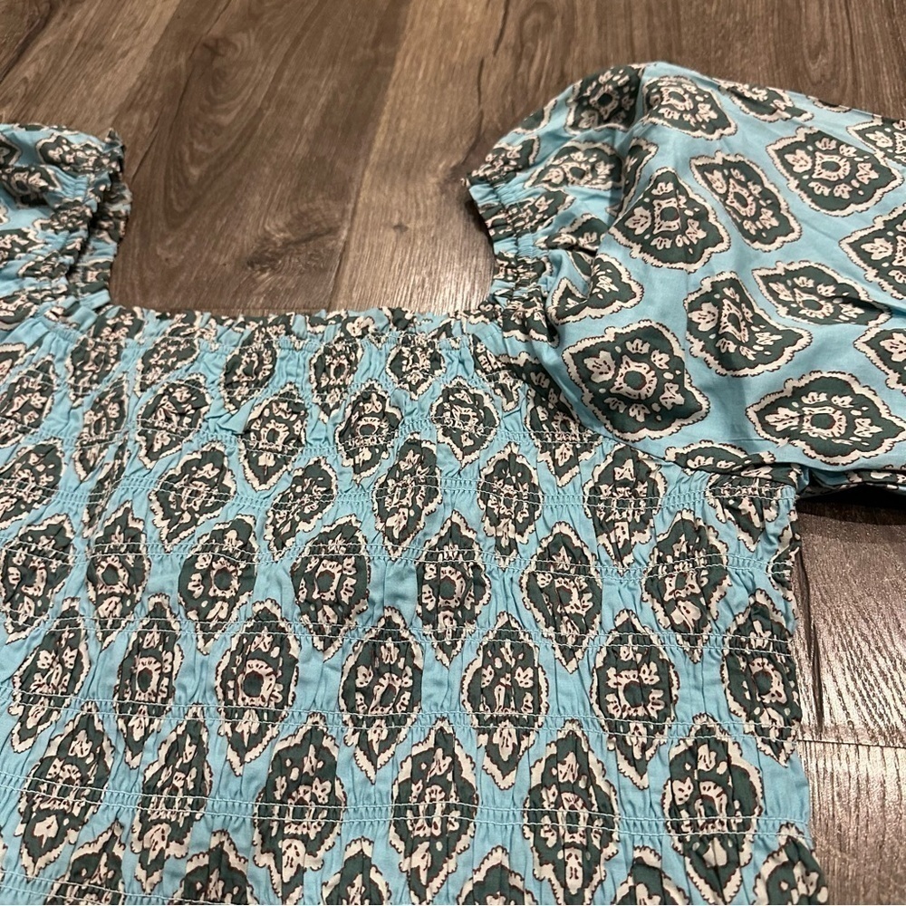 New Maurices Women's Boho Top Shirt Cotton Smocked Puff Sleeve 1X NWT Hippie - Picture 5 of 12